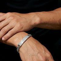 PULSEIRA MAN STYLE CADEADA PLACA COM ZIRCÔNIAS LIMITED EDITION