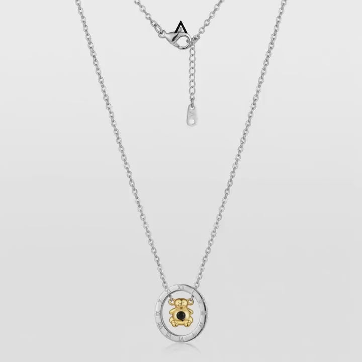 COLAR BASIC CADEADA 1,5MM MEDALHA VAZADA URSO DOURADO ZIRCÔNIA BLACK