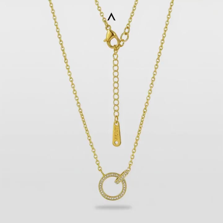 COLAR GLOW CORRENTE CADEADA 1,5MM PENDENTE REDONDO VAZADO COM CRISTAIS
