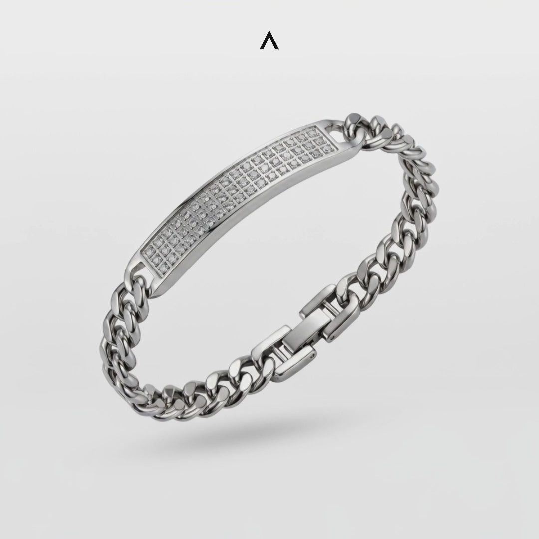 PULSEIRA GRUMET COM PLACA DE ZIRCÔNIAS 6MM