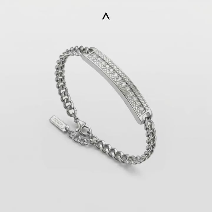 PULSEIRA MAN STYLE CADEADA PLACA COM ZIRCÔNIAS LIMITED EDITION
