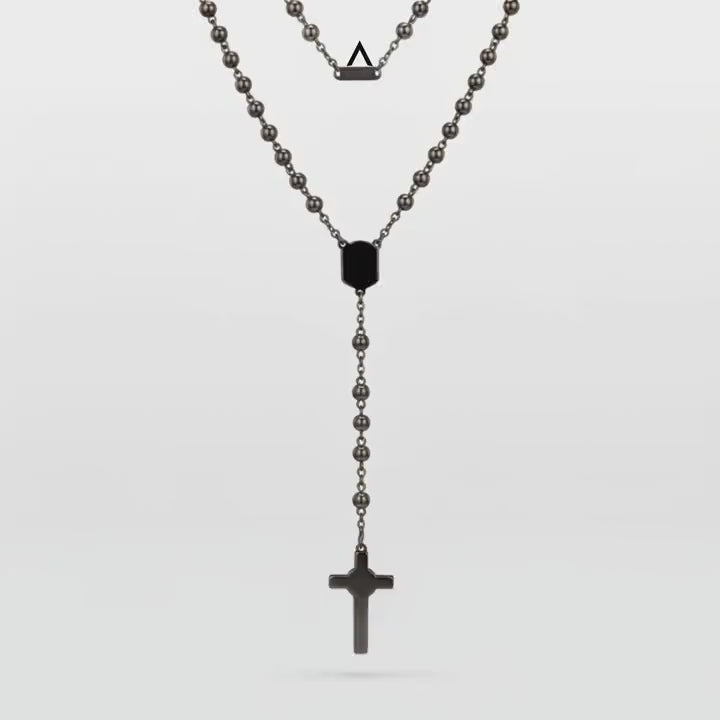 TERÇO FAITH BOLINHA PLACA PERSONALIZÁVEL E CRUZ