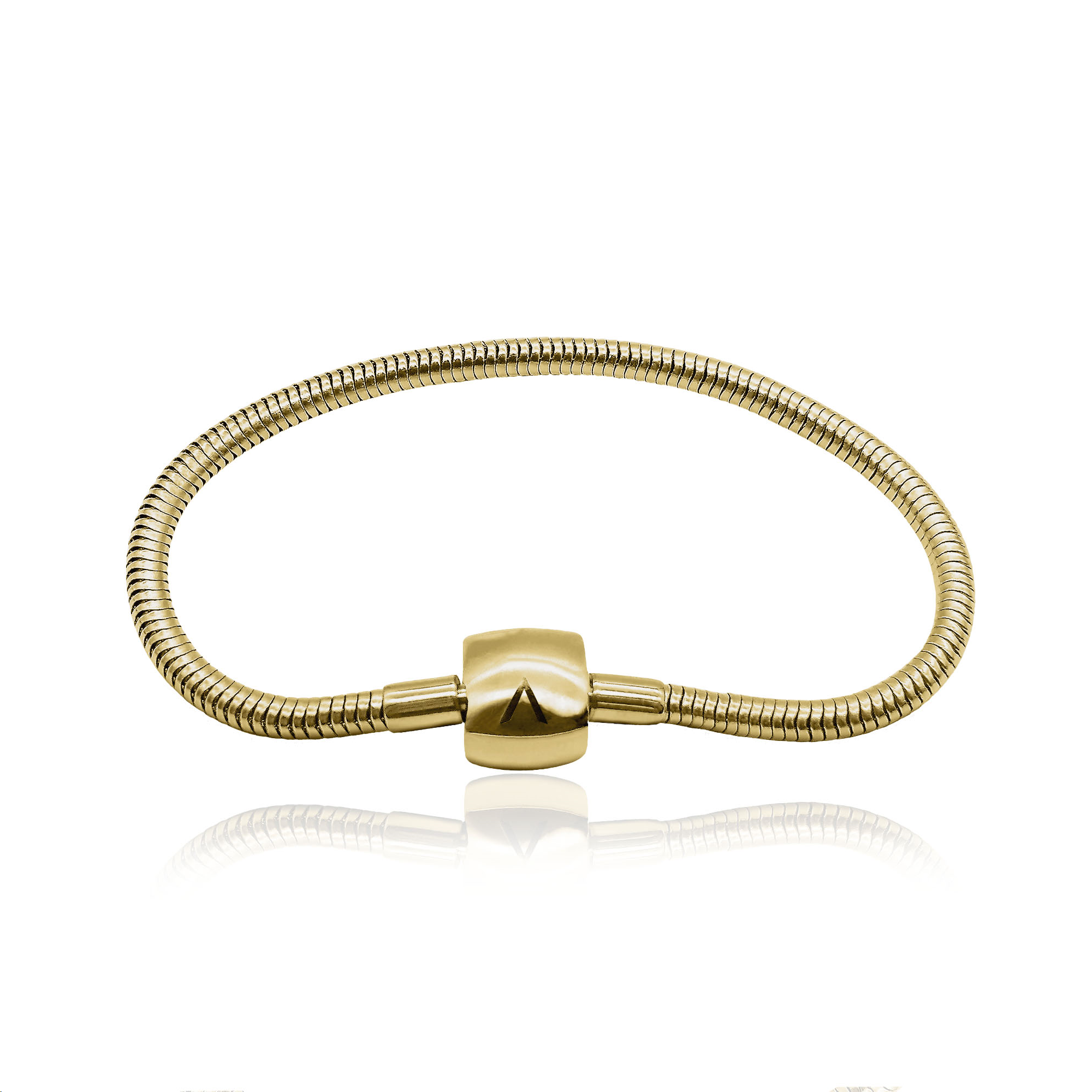 Pulseira De Berloque Charms Aço Polido Dourado 18cm