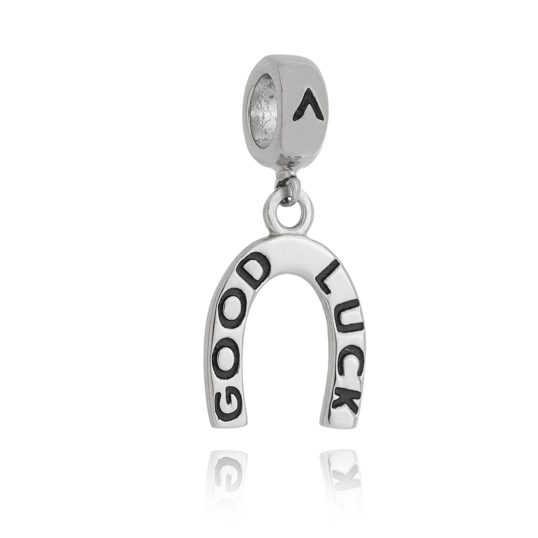 berloque aço charms polido ferradura good luck acium